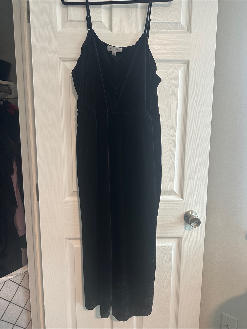POPSUGAR Black Velvet Maxi Slip Romper